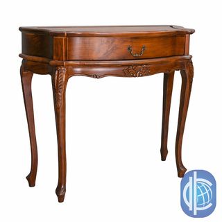 International Caravan Windsor Hand carved One Drawer Wood Hall Table (Walnut stain Material HardwoodProduct dimensions 30 inches high x 34 inches wide x 15 inches deepSome Assembly required HardwoodProduct dimensions 30 inches high x 34 inches wide x 1