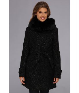 Ivanka Trump Belted Coat w/ Faux Fur Collar Womens Coat (Gold)