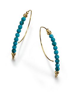 Mizuki 14K Yellow Gold & Turquoise Half Hoop Earrings/1.4   Turquoise Gold