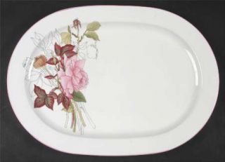 Block China Western Rose 15 Oval Serving Platter, Fine China Dinnerware   Water