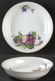 Mikado Beverly Fruit/Dessert (Sauce) Bowl, Fine China Dinnerware   Violets & Whi