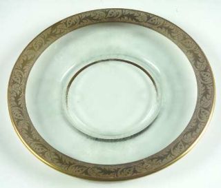 Unknown Crystal Unk423 Gold Bread and Butter Plate   Etched,Gold Encrusted, Ange