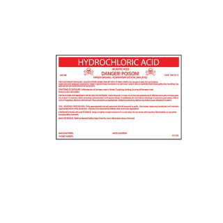 Nmc Hazmat Container Labels For Hydrochloric Acid   5X3 1/4
