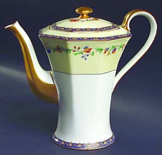 Haviland Chateaudun Coffee Pot & Lid, Fine China Dinnerware   Theo,Floral Ring R