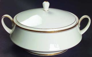 Noritake Viceroy Round Covered Vegetable, Fine China Dinnerware   Ivory,Thin Gol