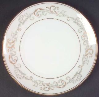 Noritake Stanwyck Salad Plate, Fine China Dinnerware   Green&Gold Leaves On Rim,