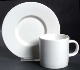 Calvin Klein Chalk Flat Cup & Saucer Set, Fine China Dinnerware   Stoneware, Jap