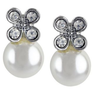 Social Gallery by Roman Post Earrings Simulated Pearl and Crystal Button  