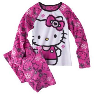 Hello Kitty Girls 2 Piece Short Sleeve Sleepwear Set   Pink S