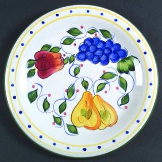 Jay Import Tuscany Dinner Plate, Fine China Dinnerware   Grapes, Pears, Blue Flo