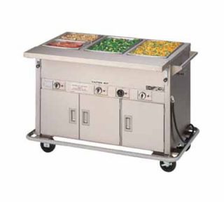 Piper Products 44 in Mobile Hot Food Serving Counter, 3 Wells, Heated Understorage, 208/1V