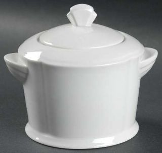 Savoir Vivre Chelsea White Sugar Bowl & Lid, Fine China Dinnerware   White,Embos