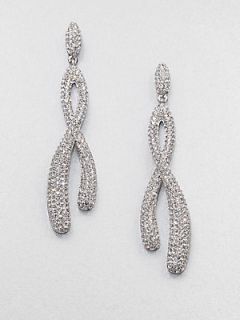 Adriana Orsini Pave Crystal Twisted Drop Earrings/Silvertone   Clear Silver