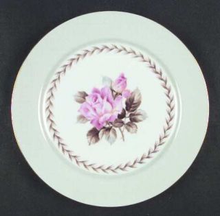 Noritake Rosemont Dinner Plate, Fine China Dinnerware   Gray Rim,Pink Rose Cente