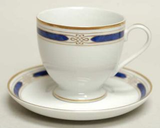 Gorham Regalia Court Lapis Footed Cup & Saucer Set, Fine China Dinnerware   Lapi