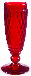 Villeroy & Boch Boston Red Fluted Champagne   Red, Cut Vertical Ovals, Round Bas