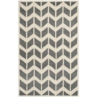 Safavieh Handmade Moroccan Chatham Dark Gray/ Ivory Wool Geometric pattern Rug (6 X 9)