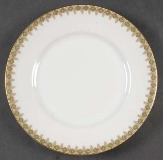 Willaim Guerin Gue16 Bread & Butter Plate, Fine China Dinnerware   Green & Pink