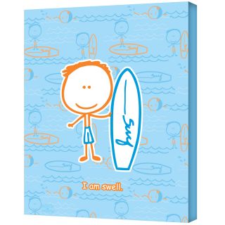 Felittle People Surf  I Am Swell Wrapped Canvas (SmallSubject ChildrensFrame YesMatte NoImage dimensions 14 inches wide x 18 inches high x 2 inches deepOutside dimensions 14 inches wide x 18 inches high  )
