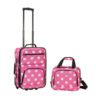 Rockland Expandable Pink Dot 2 piece Lightweight Carry on Luggage Set