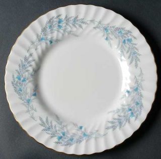 Minton Belbrachen Luncheon Plate, Fine China Dinnerware   Blue Enamelled Flowers