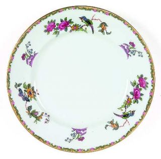 Royal Grafton Queen Bess Salad Plate, Fine China Dinnerware   Tan Edge,Green Scr
