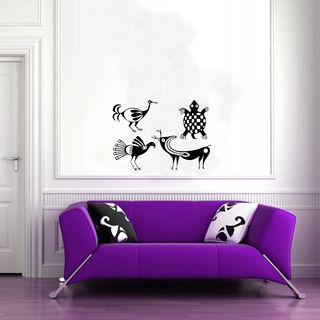 Modern Birds Glossy Black Vinyl Sticker Wall Decal (Glossy blackTheme Ornamental birdsMaterials VinylIncludes One (1) wall decalEasy to apply; comes with instructions Dimensions 25 inches wide x 35 inches longAll measurements are approximate. )