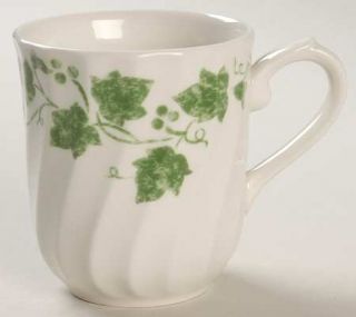 Churchill China Verdigris Mug, Fine China Dinnerware   White Ivy On Green Band,