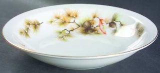 Kyoto Forest Rim Soup Bowl, Fine China Dinnerware   Pine Cones,Autumn Leaves,Smo
