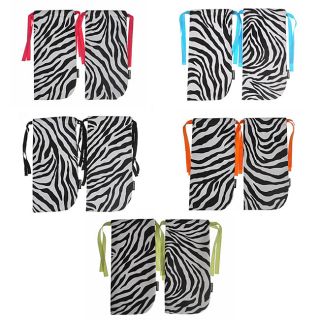 Shoetotes Zebra Print Laminate Fabric Shoe Bag (FabricLaminated with foam to ensure durability, support and stretch0.5 inch grosgrain ribbon pulls close at each endMachine washableMade in USABag dimensions 7 inches wide x 14.5 inches inches long)