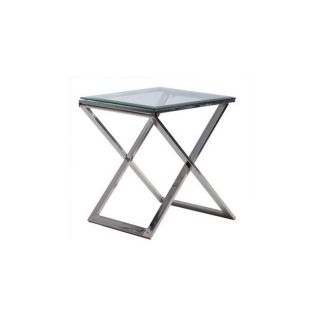 Hudson Cross Folding Side Table With Beveled Glass