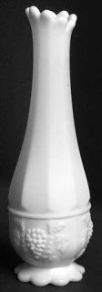 Westmoreland Paneled Grape Milk Glass Scalloped Footed Bud Vase   Stem 1881, Mil