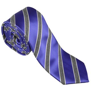 Vance Mens Purple/gray Striped Silk Touch Microfiber Skinny Tie