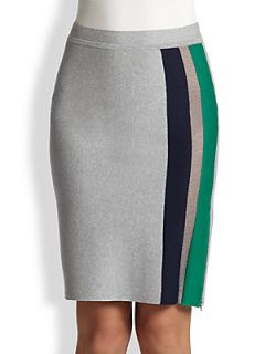 Band of Outsiders Contrast Stripe Knit Skirt   Heather Grey