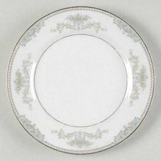 Mikasa Monet Salad Plate, Fine China Dinnerware   Blue/Gray Scroll Edge,Flowers,
