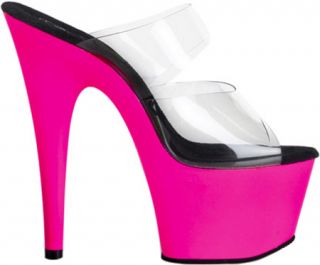 Womens Pleaser Adore 702UV   Clear/Neon Pink High Heels