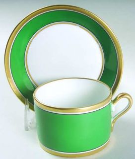 Richard Ginori Contessa Green Flat Cup & Saucer Set, Fine China Dinnerware   Gre