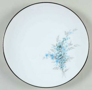Noritake Sonnet Salad Plate, Fine China Dinnerware   Blue Flowers,Gray Leaves On