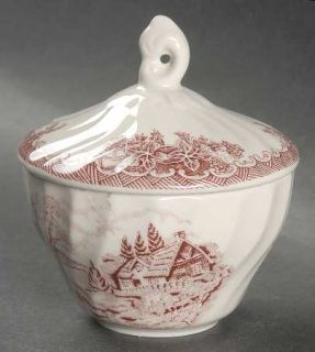 Churchill China Brook Pink, The (England) Sugar Bowl & Lid (Uses the Open Sugar