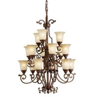 Kichler 2307TZG Transitional Chandelette 15 Light Fixture Tannery Bronze w/ Gold Accent