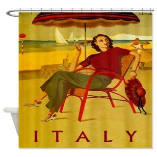  Vintage Italy Beach Poster Shower Curtain  Use code FREECART at Checkout
