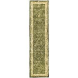 Handmade Majestic Green/ Ivory N. Z. Wool Rug (26 X 12)