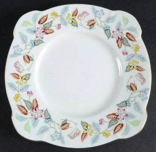Minton Cherrydown Square Luncheon Plate, Fine China Dinnerware   Multicolor Flow