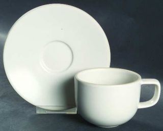 Sasaki China Colorstone White (Matte,No Texture) Flat Cup & Saucer Set, Fine Chi