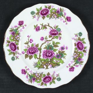 Queen Anne (England) Chinese Tree Salad Plate, Fine China Dinnerware   Pink & Bl