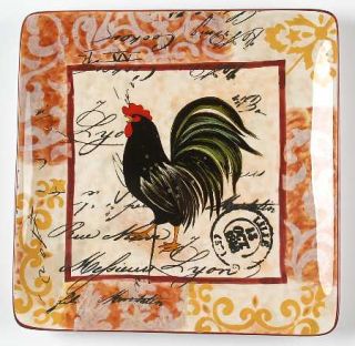 Lille Rooster Square Dinner Plate, Fine China Dinnerware   Geoff Allen,Rooster,S