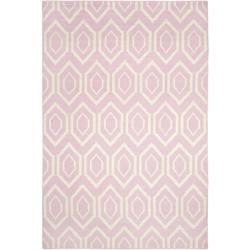 Safavieh Hand woven Moroccan Dhurrie Pink/ Ivory Wool Rug (6 X 9)