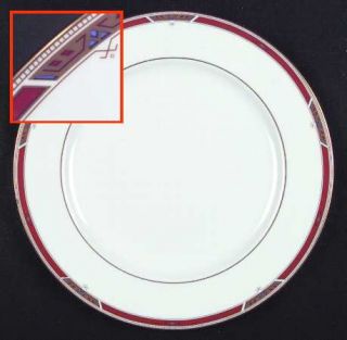 Nikko Legacy Dinner Plate, Fine China Dinnerware   Bone,Rust Band,Inner Gold Ban