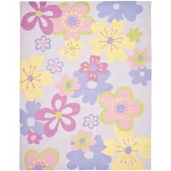 Handmade Childrens Daisies Violet N. Z. Wool Rug (8 X 10)