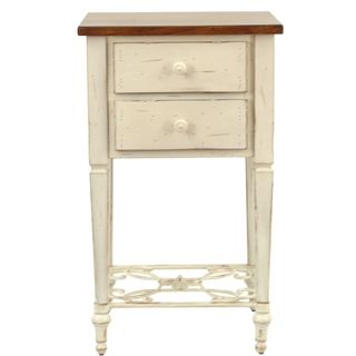 Safavieh Monica Two drawer Antique White And Dark Brown Beech Side Table